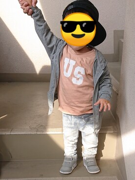 「キッスコーデ」｜「アイテム（キャップ）」を使った、たろ04さん（キッズ・124cm）の春コーディネート