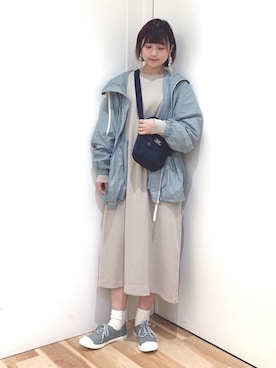 「Samansa Mos2（サマンサ モスモス）のアイテム（ナイロンジャケット）」を使った、マユ﻿﻿ネーズさん（レディース・151cm）の春コーディネート
