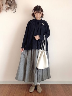 「MARINEDAY（マリンデイ）のアイテム」を使った、マユ﻿﻿ネーズさん（レディース・151cm）の春コーディネート