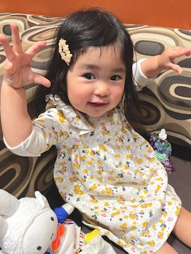 「PETIT BATEAU（プチバトー）のアイテム（ワンピース/ドレス）」を使った、あーたん♡りったんさん（キッズ・80cm）の春コーディネート
