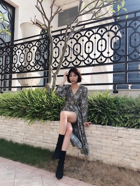 「mercci22のアイテム（ワンピース/ドレス、グリーン系）」を使った、Joyさん（レディース・174cm）の秋コーディネート