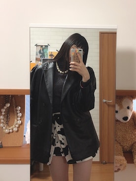 「jouetie（ジュエティ）のアイテム（ライダースジャケット）」を使った、👾かほ👾さん（レディース・167cm）の冬コーディネート