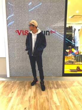 「FRUIT OF THE LOOM（フルーツオブザルーム）のアイテム（パーカー）」を使った、ゆーたさん（メンズ・176cm）の冬コーディネート
