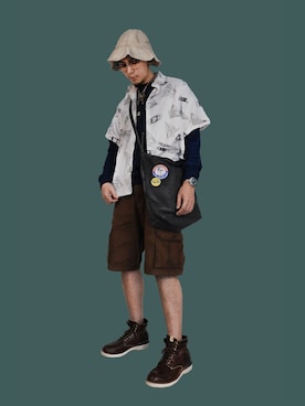 「MONKI（モンキ）のアイテム（帽子）」を使った、jizougenkiさん（メンズ・180cm）の春コーディネート