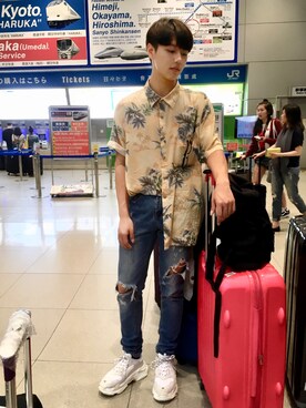 「5（ファイブ）のアイテム（パンツ）」を使った、Dさん（メンズ・171cm）の夏コーディネート