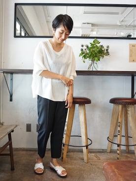 「FIL DE FER（フィルデフェール）のアイテム（ニット/セーター）」を使った、kono.さん（レディース・165cm）の夏コーディネート