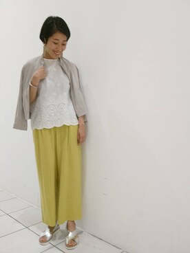 「レースブラウス」｜「アイテム（ブルゾン）」を使った、kono.さん（レディース・165cm）の春コーディネート