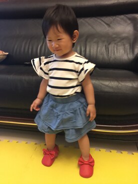 「NOのアイテム」を使った、Ginniさん（キッズ・70cm）の春コーディネート