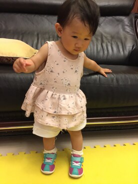 「NOのアイテム」を使った、Ginniさん（キッズ・70cm）の春コーディネート