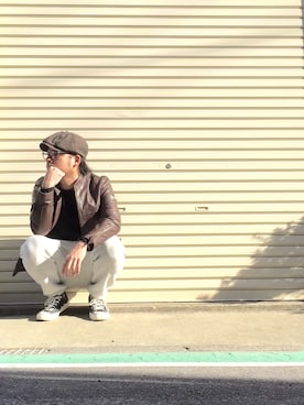 「ショット」｜「アイテム（スウェット）」を使った、enomonさん（メンズ・174cm）の冬コーディネート