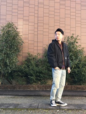 「ウールシャツ」｜「アイテム（ブルゾン）」を使った、enomonさん（メンズ・174cm）の冬コーディネート