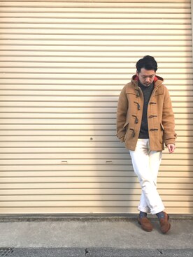 「ロールアップ」｜「アイテム（ダッフルコート）」を使った、enomonさん（メンズ・174cm）の冬コーディネート