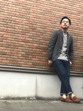 「BLUE WORK（ブルーワーク）のアイテム（ジャケット/アウター）」を使った、enomonさん（メンズ・174cm）の春コーディネート