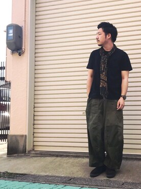 「Rebuild by Needles（リビルドバイニードルス）のアイテム（パンツ）」を使った、enomonさん（メンズ・174cm）の夏コーディネート