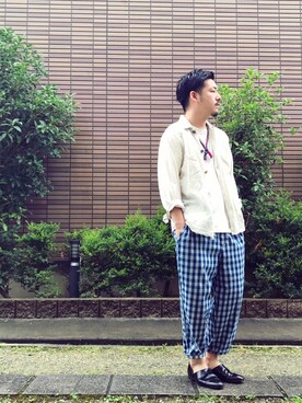 「アイテム（ネックレス、ブルー系）」を使った、enomonさん（メンズ・174cm）の夏コーディネート