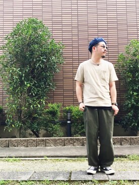 「チャックテイラー」｜「アイテム（ハンチング/ベレー帽）」を使った、enomonさん（メンズ・174cm）の夏コーディネート