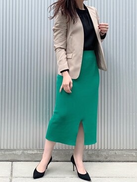 「仕事着」｜「アイテム（ノーカラージャケット）」を使った、TAGAWAさん（レディース・159cm）の秋コーディネート