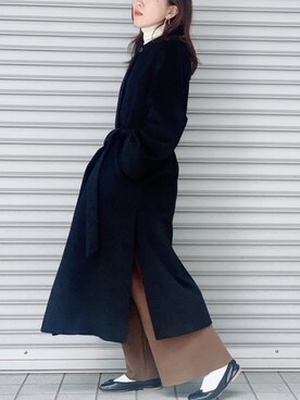 イエナ♡ ロングスリットノーカラーコート ブラック 34サイズ