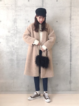 「TODAYFUL（トゥデイフル）のアイテム（ステンカラーコート）」を使った、諭吉⛄️さん（レディース・169cm）の冬コーディネート