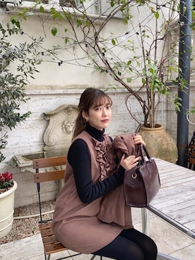 「BROWN」｜「アイテム（アクセサリー）」を使った、諭吉⛄️さん（レディース・169cm）の冬コーディネート
