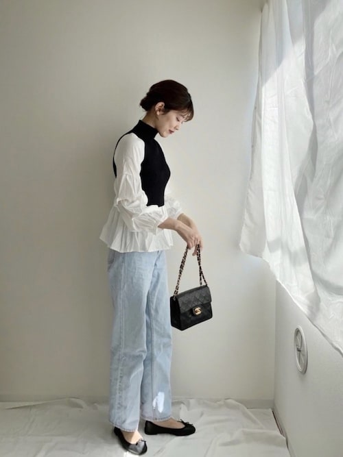 sov. ボリュームスリーブドッキングニット　36サイズ　ネイビー OPAQUE.CLIP ニット セーター フハクボリュームスリーブ