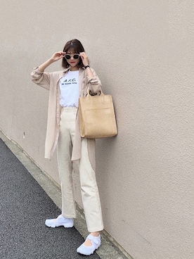 「A.P.C.」｜「アイテム（オールインワン・サロペット）」を使った、諭吉⛄️さん（レディース・169cm）の春コーディネート