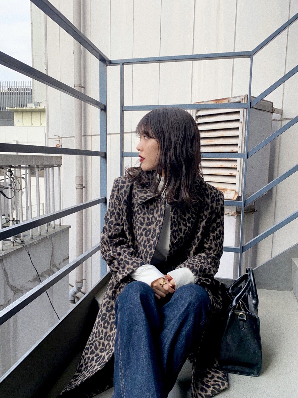 「レオパード、私の推しブランド、UNIQLO、ユニクロ、ユニクロU、UNIQLO U」｜「MOUSSYのLEOPARD BAL COLLAR コート（セットアップ、ベージュ系）」を使った、諭吉⛄️さん（レディース・169cm）の冬コーディネートの1枚目の写真