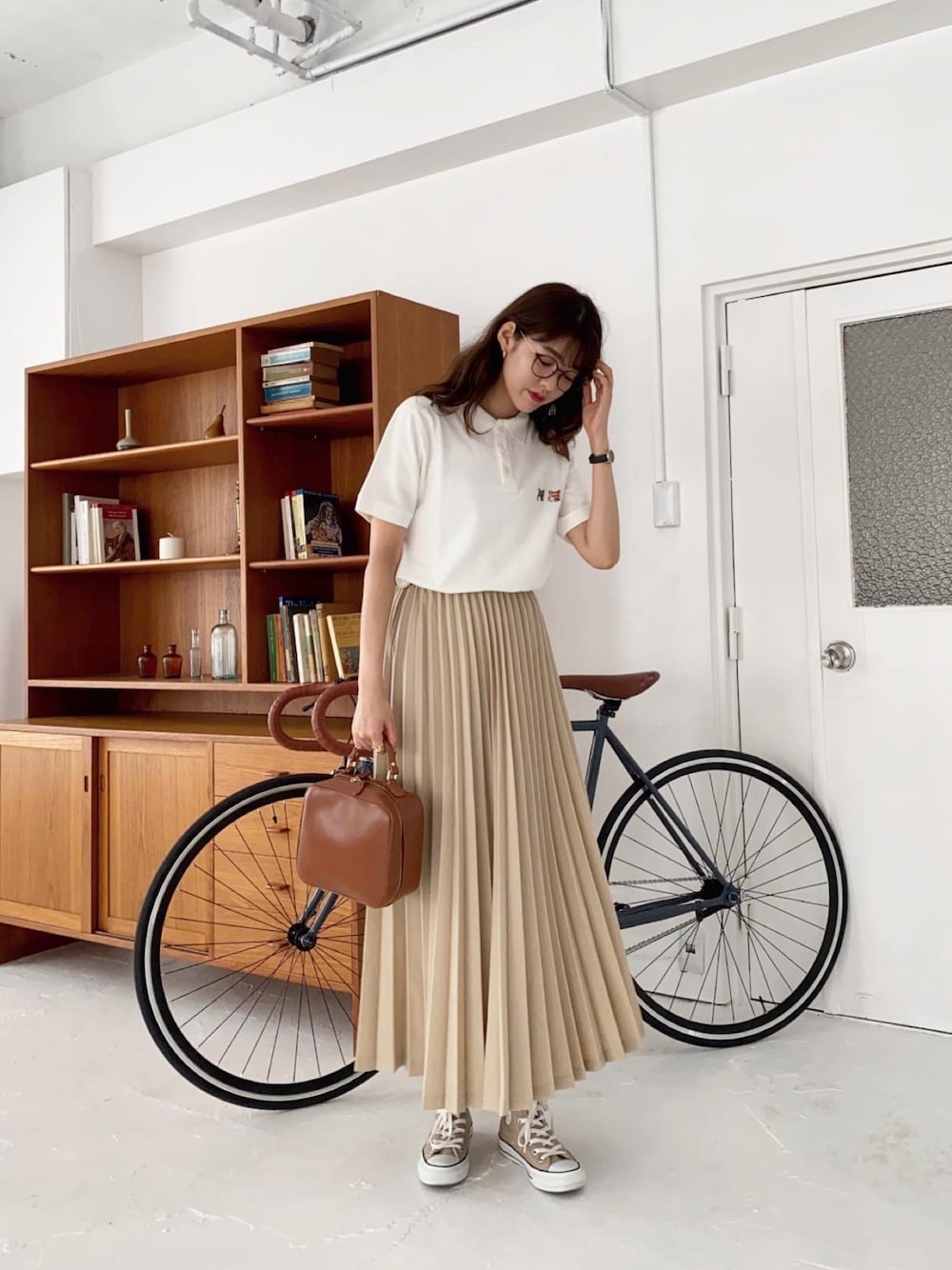 ポロシャツ（ホワイト系）を使った「プリーツスカート」の人気