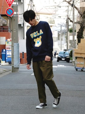 「UCLA（ユーシーエルエー）のアイテム」を使った、WEST CLIMBさん（メンズ・177cm）の冬コーディネート