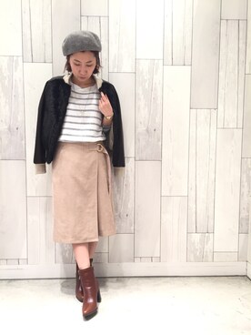 「ラップスカート」｜「アイテム（ブルゾン）」を使った、ﾏｲｺﾊﾞさん（レディース・155cm）の冬コーディネート