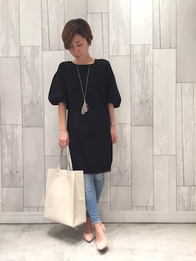 「Q（キュー）のアイテム（アクセサリー）」を使った、ﾏｲｺﾊﾞさん（レディース・155cm）の春コーディネート