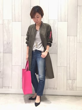 「Q（キュー）のアイテム（シューズ）」を使った、ﾏｲｺﾊﾞさん（レディース・155cm）の春コーディネート