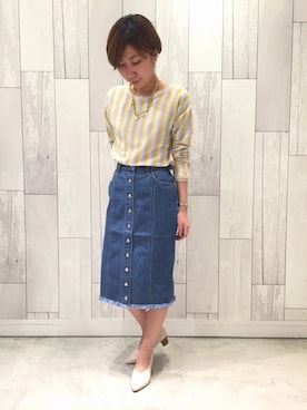 「Q（キュー）のアイテム（アクセサリー）」を使った、ﾏｲｺﾊﾞさん（レディース・155cm）の春コーディネート