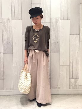 「Q（キュー）のアイテム（帽子）」を使った、ﾏｲｺﾊﾞさん（レディース・155cm）の春コーディネート