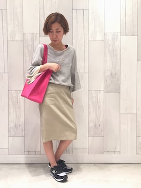 「Q（キュー）のアイテム（アクセサリー）」を使った、ﾏｲｺﾊﾞさん（レディース・155cm）の春コーディネート