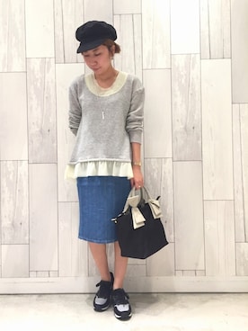 「Q（キュー）のアイテム（帽子）」を使った、ﾏｲｺﾊﾞさん（レディース・155cm）の春コーディネート