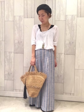 「Q（キュー）のアイテム（パンツ）」を使った、ﾏｲｺﾊﾞさん（レディース・155cm）の春コーディネート