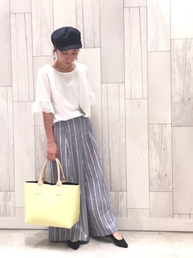 「Q（キュー）のアイテム（帽子）」を使った、ﾏｲｺﾊﾞさん（レディース・155cm）の春コーディネート