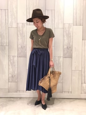 「Q（キュー）のアイテム（アクセサリー）」を使った、ﾏｲｺﾊﾞさん（レディース・155cm）の夏コーディネート