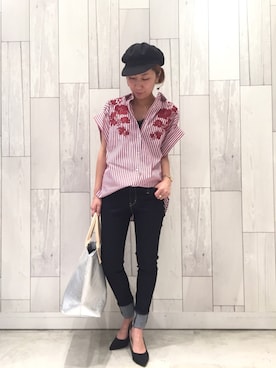 「Q（キュー）のアイテム（帽子）」を使った、ﾏｲｺﾊﾞさん（レディース・155cm）の夏コーディネート