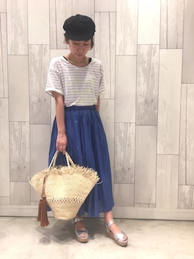 「Q（キュー）のアイテム（帽子）」を使った、ﾏｲｺﾊﾞさん（レディース・155cm）の夏コーディネート