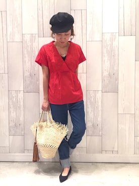 「Q（キュー）のアイテム（帽子）」を使った、ﾏｲｺﾊﾞさん（レディース・155cm）の夏コーディネート