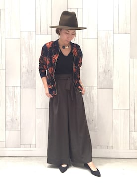 「Q（キュー）のアイテム（ブルゾン）」を使った、ﾏｲｺﾊﾞさん（レディース・155cm）の秋コーディネート