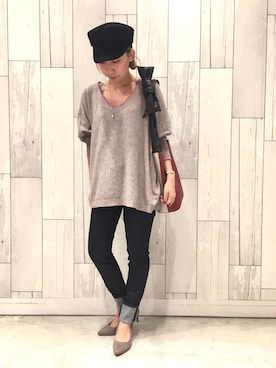 「Q（キュー）のアイテム（帽子）」を使った、ﾏｲｺﾊﾞさん（レディース・155cm）の秋コーディネート