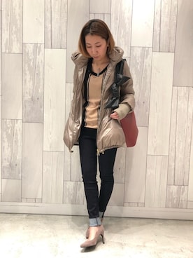「定番」｜「アイテム（ダウンジャケット/コート）」を使った、ﾏｲｺﾊﾞさん（レディース・155cm）の秋コーディネート
