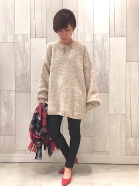 「Q（キュー）のアイテム（アクセサリー）」を使った、ﾏｲｺﾊﾞさん（レディース・155cm）の冬コーディネート