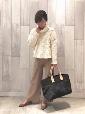 「Q（キュー）のアイテム（パンツ）」を使った、ﾏｲｺﾊﾞさん（レディース・155cm）の冬コーディネート