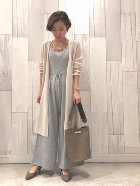 「Q（キュー）のアイテム（オールインワン・サロペット）」を使った、ﾏｲｺﾊﾞさん（レディース・155cm）の冬コーディネート