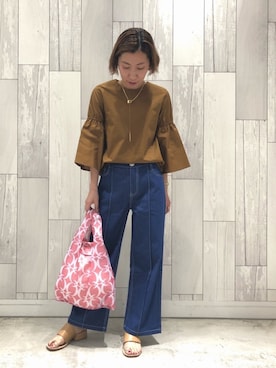 「Q（キュー）のアイテム（アクセサリー）」を使った、ﾏｲｺﾊﾞさん（レディース・155cm）の春コーディネート