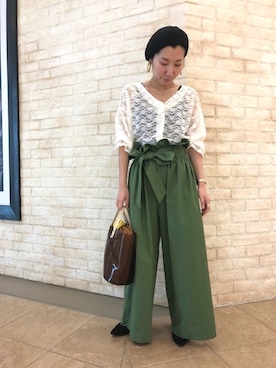 「Q（キュー）のアイテム（パンツ）」を使った、ﾏｲｺﾊﾞさん（レディース・155cm）の春コーディネート
